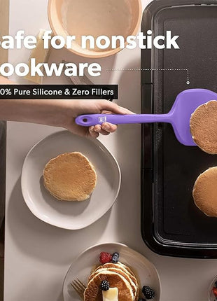 New DI ORO Silicone Turner Spatula Set - Kitchen Spatulas for Nonstick Cookware - Cooking Utensils for Flipping Eggs & Pancake - 600°F Heat-Resistant BPA Free Turners - Dishwasher Safe (4pc, Lavender)