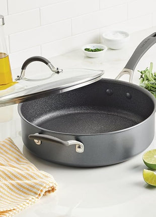 Circulon A1 Series with ScratchDefense Technology Nonstick Induction Sauté Pan with Helper Handle and Lid, 5 Quart, Graphite