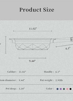 TIBORANG 8 in 1 Multipurpose 11 Inch 5 Quart Heat Indicator Nonstick Deep Frying Pan with Glass Lid, Stay-cool Handle, Steamed Grid, PFOA-Free,Dishwasher&Oven Safe,Works with All Stovetops(Navy Blue)