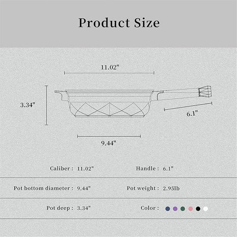 TIBORANG 8 in 1 Multipurpose 11 Inch 5 Quart Heat Indicator Nonstick Deep Frying Pan with Glass Lid, Stay-cool Handle, Steamed Grid, PFOA-Free,Dishwasher&Oven Safe,Works with All Stovetops(Navy Blue)