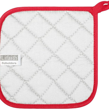 100% Cotton Kitchen Everyday Basic Terry Pot Holder Heat Resistant Coaster Potholder for Cooking and Baking Set of 5 Red