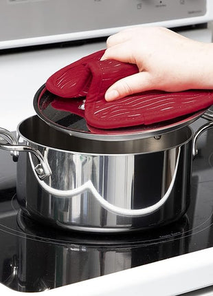 All-Clad Premium Pot Holder & Heating Pad, (1-Pack) Heat Resistant to 500 Degrees, 100% Cotton 10"x6.25" for Kitchen and Barbeque, Chili Red