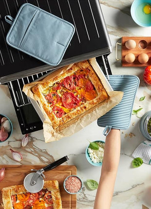 KitchenAid Ribbed Soft Silicone Pot Holder 2-Pack Set, Fog Blue, 7"x9"