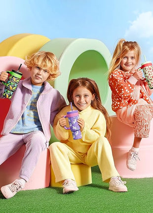 24 oz Stainless Steel Cup with Handle for Preschooler: BPA-Free, Lid with Straw, Easy to Clean, Car Cupholder Friendly, Insulated Tumbler for Playtime, Sports, Summer Camp, Vacation, Gift (Dig It Up)