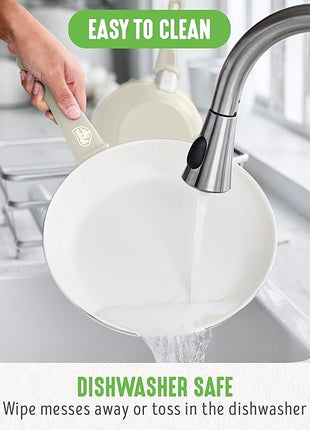 GreenLife 16 Piece Nonstick Cookware Set, Soft Grip Non-Toxic PFAS-Free Ceramic Pots & Pans, Dishwasher & Oven Safe, Frying, Sauce, Saute, Utensils, Glass Lids, Stay-Cool Handles, Wobble Free, Taupe