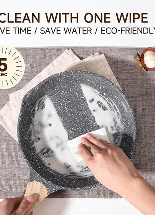 JEETEE Nonstick Frying Pans Set, Skillets Set 2 Pcs, 8" 10" Granite Non-Stick Frying pan, Nonstick Omelette Skillet with Soft Touch Handle, Grey