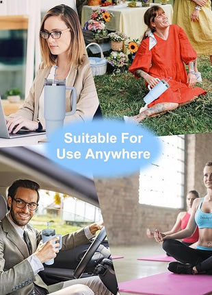 Silicone Spill Stopper Set Compatible with Stanley Cup 2.0 30oz & 40oz with Straw Cover (Set of 2, Chambary)