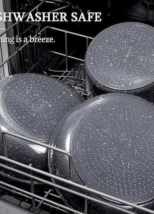 GiPP Ceramic Pots and Pans Set Non Stick, Nonstick Detachable Handle Cookware Sets, Non Toxic Induction Kitchen Pot and Pan with Removable Handle, Healthy RV Cookware, Dishwasher ＆Oven Safe, 5 Piece