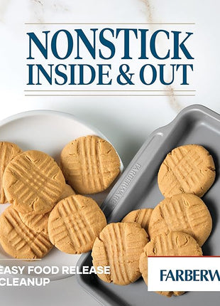 Farberware Bakeware Nonstick Baking Pans with Baking Sheets, Cake Pans, Meatloaf/Bread Pan, and Muffin Pan, 7 Piece Bakeware Set - Gray