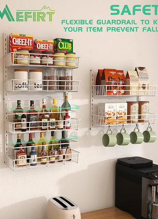 White 10-Tier Over The Door Pantry Organizer, Pantry Organization and Storage, Metal Hanging Adjustable Basket, Wall Spice Rack Seasoning Shelves, Home & Kitchen Essentials