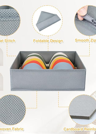 DIMJ Drawer Organizer Clothes, 15 Pack Underwear Organizer, Foldable Closet Bins, Sock Organizer Bra Cube, Fabric Dresser Box for Clothes, Bra, Socks, Tie (Grey)