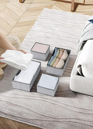 DIMJ Drawer Organizers for Clothing, Set of 12 Dresser Drawer Organizers, Fabric Closet Organizers and Storage, Drawer Dividers for Baby Clothes, Socks, Belt, Tie (Blended)