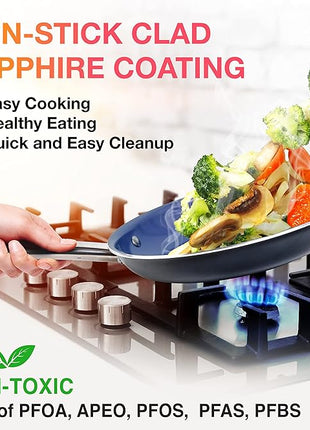 Mueller Sapphire UltraClad Kitchen Induction Pots and Pans Set Nonstick Induction Cookware Sets -24pc for Cooking Kitchen Cookware Sets, Frying Pans