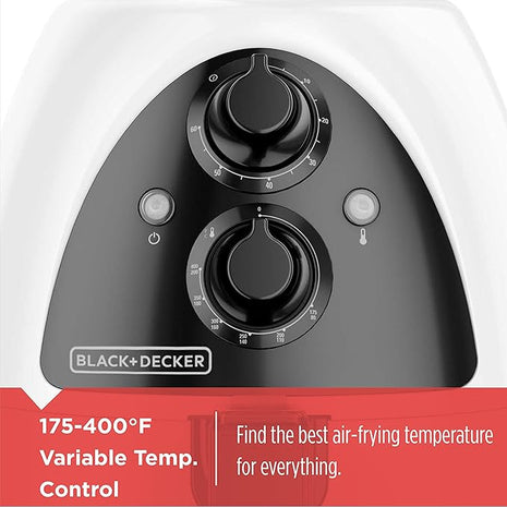 BLACK+DECKER Purify 2-Liter Air Fryer, White/Black, HF100WD