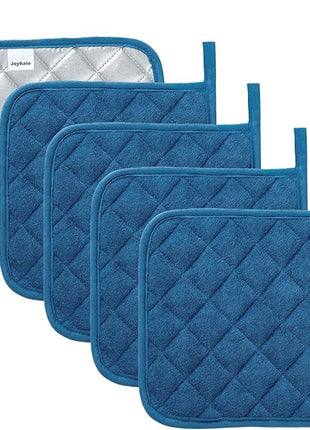 Pot Holders Buffalo Plaid Cotton Heat Resistant Potholder, Pot Holder, Hot Pads, Trivet for Cooking and Baking (5, Federal Blue)