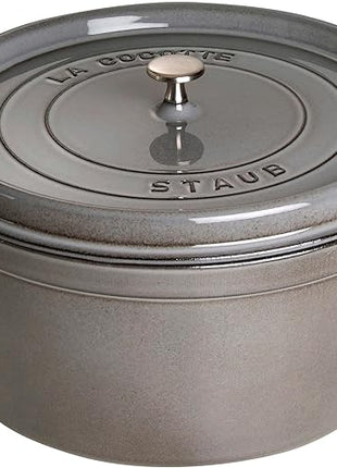 STAUB Cast Iron Roaster/Cocotte, Round, 34 cm, 12.6 L, Graphite Grey