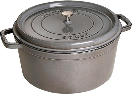 STAUB Cast Iron Roaster/Cocotte, Round, 34 cm, 12.6 L, Graphite Grey