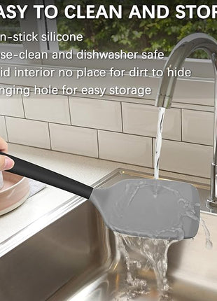 Coukre 2 Pack Silicone Spatula Set, High Heat Resistant, BPA Free Kitchen Spatula, Solid & Slotted Turner for Non-Stick Pans, Sautéing, and Flipping (2, Gray)