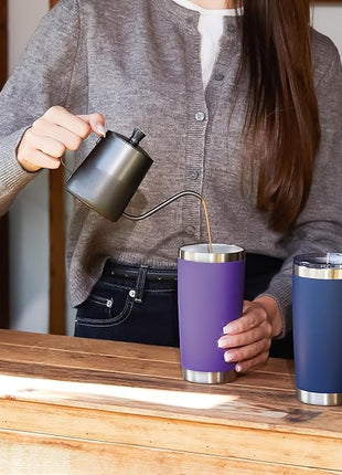 MEWAY 20oz Tumbler 8 Pack Double Wall Vacuum Insulated Travel Mug Bulk, Stainless Steel Tumblers with Lid and Straw, Durable Powder Coated Coffee Cups for Cold & Hot Drinks (Navy, 8)