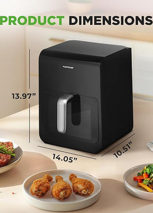 Nutrichef Electric Air Fryer Tenderizer 6.3 Quart | 12-1 Preset Cooking Functions | Includes Tenderizing Function | Digital Display | Transparent Window For Best Cooking Results | Black