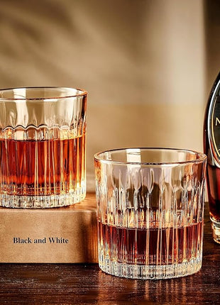 GLASKEY Whiskey Glasses Set of 4,Lead-Free Crystal Old Fashioned Glass,300ml Rocks Glass Tumblers for Drinking Bourbon,Cognac,Irish Whisky,Whiskey Gifts for Men