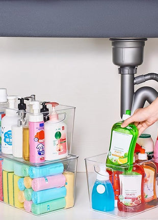 theaoo Clear Storage Bins with Lids Stackable - XLarge Plastic Containers for Pantry Organization and Storage - Perfect for kitchen,Fridge,Laundry Room,Bathroom,Garage,Closet,Cabinet Organizer -6 Pack