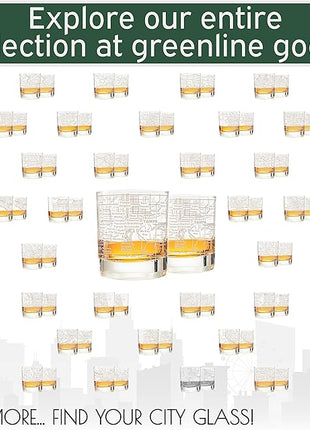 Greenline Goods Whiskey Glasses - 10 Oz Tumbler Gift Set for Tampa lovers, Etched with Tampa Map Old Fashioned Rocks Glass - Set of 2