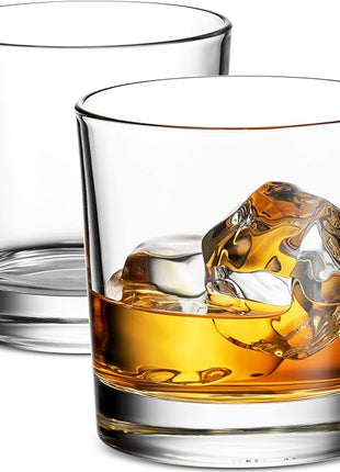 Godinger Old Fashioned Whiskey Glasses, Italian Made Drinking Glasses, Glass Cups, Whiskey Gifts - Set of 4