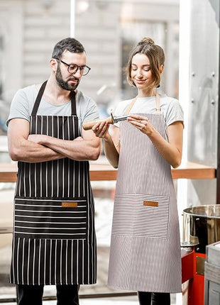 2 Pack Adjustable Bib Apron with 2 Pockets Chef Cooking Kitchen Restaurant Aprons for Women Men