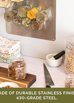Gneiss Spice Stainless Finish Wall Plate Base for Magnetic Spice Jars, Medium 10x12 Inches (Jars Not Included)