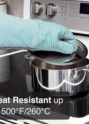 All-Clad Silicone Oven Mitt: Heat Resistant up to 500 Degrees - 100% Cotton & Silicone, 14"x7" Oven Mitt for Kitchen and Barbeque, 1-Pack, Rainfall