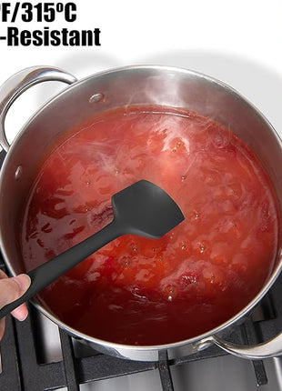 600°F Heat Resistant Silicone Spatula, Doosu High Temp Flexible Kitchen Rubber Bowl Scrapers Food Grade Seamless Baking Supplies Scratch-Proof for Scraping Non-Stick Pans (Black, 11.4in)