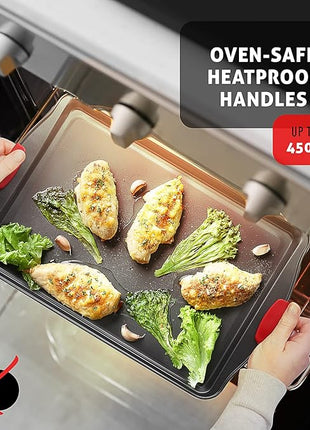 Baking Pan Set, 15 Piece Premium Nonstick Bakeware Sets BPA Free, Cookie Sheets Nonstick Steel Baking Sheets for Oven with Muffin Pan, Cake Pan & Kitchen Utensils - Black