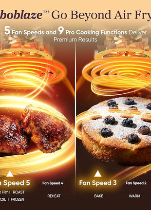 Cosori 9-in-1 TurboBlaze Air Fryer 6 Qt, Premium Ceramic Coating, 90°–450°F, Precise Heating for Even Results, Air Fry, Roast, Bake, Broil, Dry, Frozen, Proof, Reheat, Keep Warm, 120V, Dark Gray