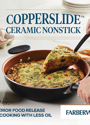 Farberware Glide Deep Nonstick Frying Pan / Fry Pan / Skillet with Helper Handle - 12.5 Inch, Black