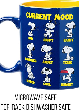 Silver Buffalo Peanuts Featuring Snoopy's Current Mood Various Emotions. Ceramic Mug, 20 Ounces
