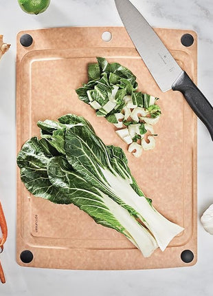 Epicurean All-In-One Cutting Board with Non-Slip Feet and Juice Groove, 17.5" × 13", Natural/Black