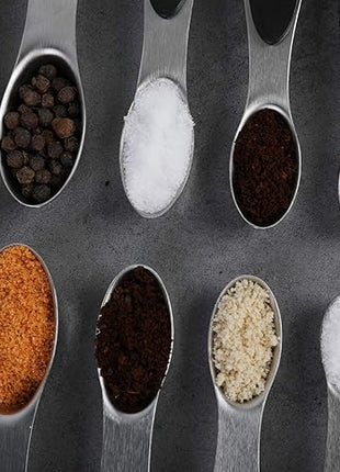 Magnetic Measuring Spoons Set of 6 Stainless Steel Dual Sided Stackable Teaspoon for Measuring Dry and Liquid Ingredients