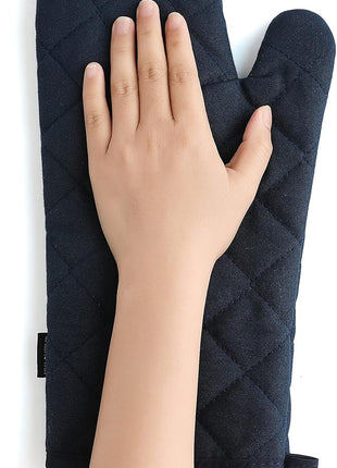 Oven Mitts and Pot Holders 4 pcs Set,High Heat Resistant 500 Degree Extra Thicken Long Kitchen Cotton Oven Glove for Cooking (12 Inch,Deep Blue)