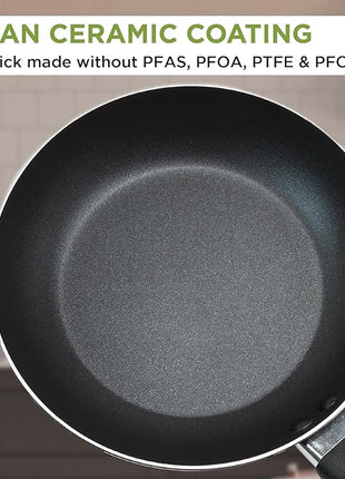 Ecolution Easy Clean Ceramic Nonstick Cookware Set, Dishwasher Safe Kitchen Pots and Pans Set, Comfort Grip Handle, Even Heating, Ultimate Food Release, 26-Piece, Black