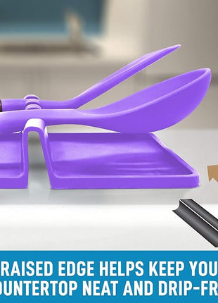 Zulay Kitchen Silicone Utensil Rest with Drip Pad for Multiple Utensils - BPA-Free, Heat-Resistant Spoon Rest & Spoon Holder for Stove Top - Kitchen Utensil Holder for Ladles & Tongs - Mystic Violet