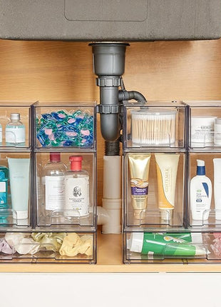 Vtopmart Clear Stackable Storage Drawers Set of 5, Plastic Organizer Bins for Makeup, Cosmetics, Beauty Supplies,Ideal for Vanity, Bathroom,Cabinet,Pantry Organization