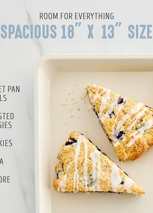 GreenLife Bakeware 18” x 13” Half Cookie Sheet Baking Pan, Non-Toxic PFAS-Free Healthy Ceramic Nonstick, Oven Safe to 450°F, Easy Release, Even Heating, Easy Clean, Blue Haze