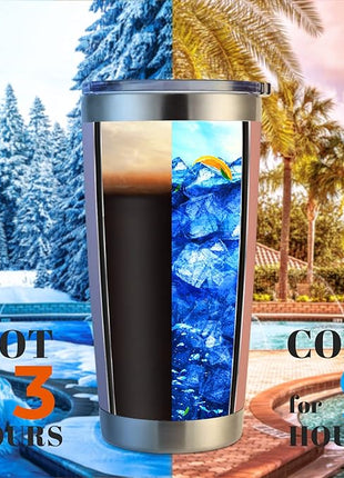 DOMICARE 20oz Stainless Steel Tumbler Bulk with Lid, Double Wall Vacuum Insulated Travel Mug, Powder Coated Coffee Cup, Pink, 1 Pack