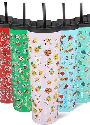 BJPKPK 34oz Skinny Tumbler With lid And Straw Stainless Steel Travel Coffee Mug Insulated Tumblers Cups,Hawaii Fruits Purple