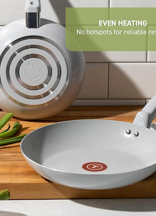 T-Fal Refresh Ceramic Pots and Pans Set, Nonstick Cookware, 20-Piece, Oven Safe to 350°F, Ceramic Cookware Set, Stockpot, Griddle, Frying Pans, Utensils, Dusty Rose