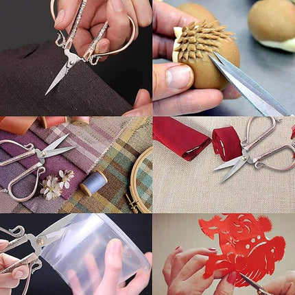 BIHRTC 6.3 Inches Vintage Style Stainless Steel Auspicious Clouds Scissors Sewing Shears DIY Tools for Needlework,Embroidery, Sewing, Craft, Art Work & Everyday Use (Copper)