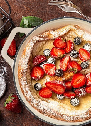 Miereirl 6.5 Quart Enameled Dutch Oven Pot with Lid, Cast Iron Dutch Oven with Dual Handles for Bread Baking, Cooking, Non-stick Enamel Coated Cookware (Beige)