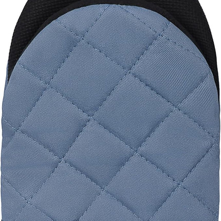 1 Pair Short Oven Mitts, Heat Resistant Silicone Kitchen Mini Oven Mitts for 500 Degrees, Non-Slip Grip Surfaces and Hanging Loop Gloves, Baking Grilling Barbecue Microwave Machine Washable (Sky Blue)