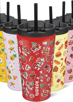 BJPKPK 18oz Tumbler With lid And Straw Stainless Steel Travel Coffee Mug Insulated Tumblers Cups,Passionate-Red